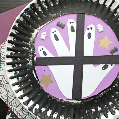 Paper Plate & Handprint Ghost In Window Craft