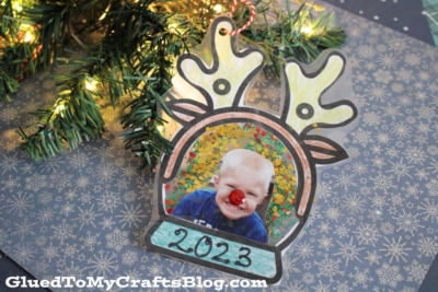Reindeer Snow Globe Photo Ornament