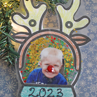 Reindeer Snow Globe Photo Ornament