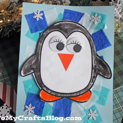 Tissue Paper Penguin On Ice Craft For Kids