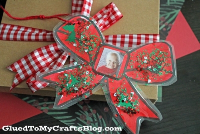 Christmas Bow Photo Gift Tag Ornament