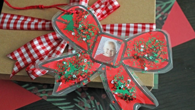Christmas Bow Photo Gift Tag Ornament