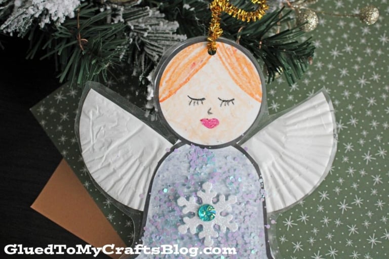 Cupcake Liner Angel Ornament Glued To My Crafts