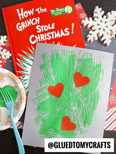 FORK PAINTED GRINCH - USE A HEART PAPER PUNCH