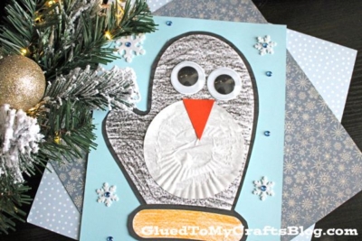 Paper Penguin Mitten Craft Idea For Kids