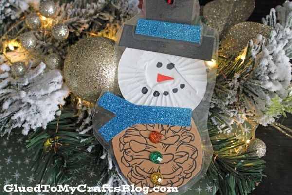 Pinecone Snowman Ornament Craft Idea For Kids
