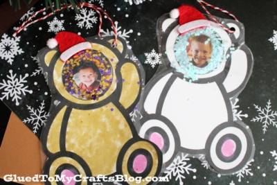 Christmas Bear Photo Ornament Craft Idea For Kids To Make