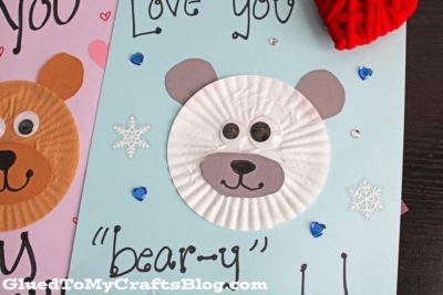 Cupcake Liner Bear Card Craft Idea For Kids