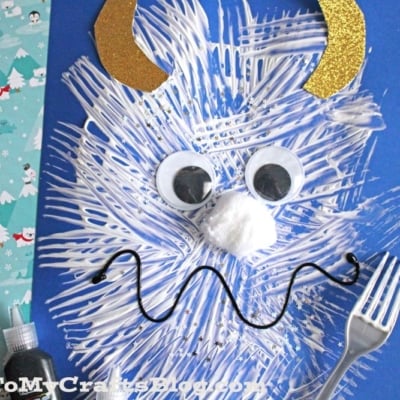 Fork Painted Yeti Craft Idea For Kids