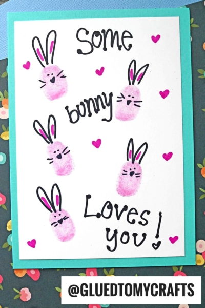 FINGERPRINT BUNNY CARDS FOR VALENTINE'S DAY AND EASTER