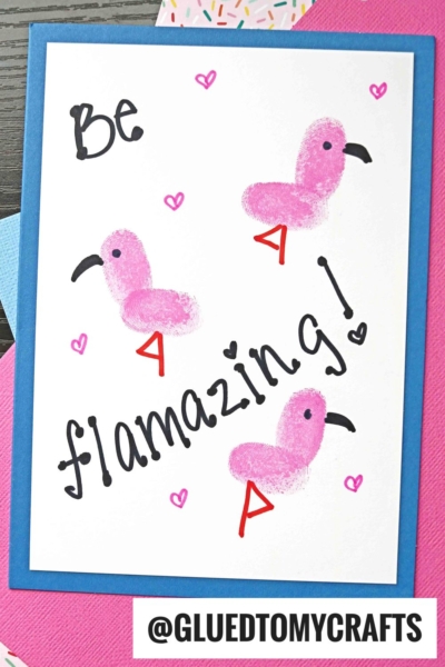 FINGERPRINT PINK FLAMINGO CARD IDEA