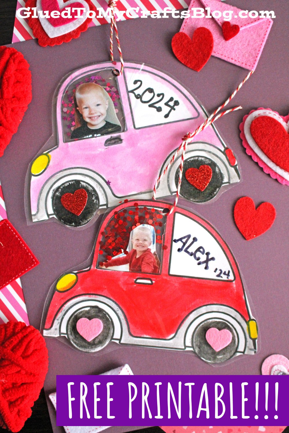 Valentine's Day Car Photo Ornament Glued To My Crafts