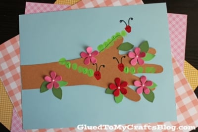 Fingerprint Caterpillars On Handprint Tree Branch