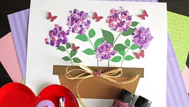 Q-Tip Painted Hydrangea Craft Idea For Kids -1