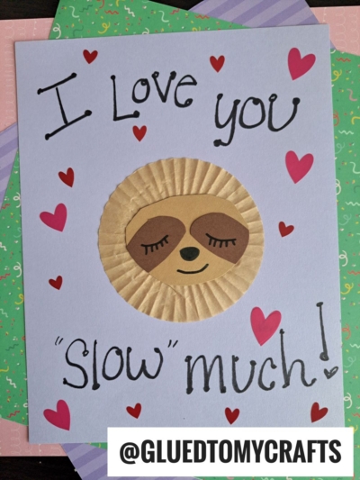 SLOTH CARD MADE USING A CUPCAKE LINER