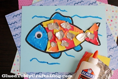 Aluminum Foil & Torn Paper Fish Craft Idea