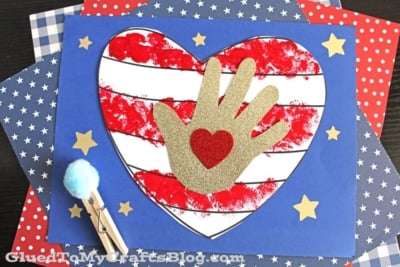 Pom Pom Stamped Flag Keepsake Craft Idea