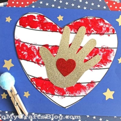Pom Pom Stamped Flag Keepsake Craft Idea