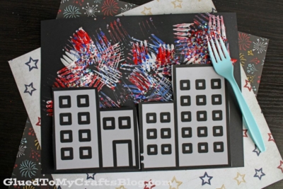 Fork Painted Fireworks Craft Idea For Kids