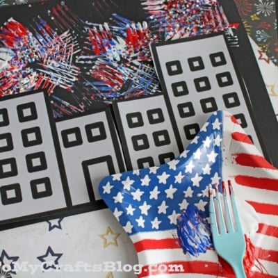 Fork Painted Fireworks Craft Idea For Kids