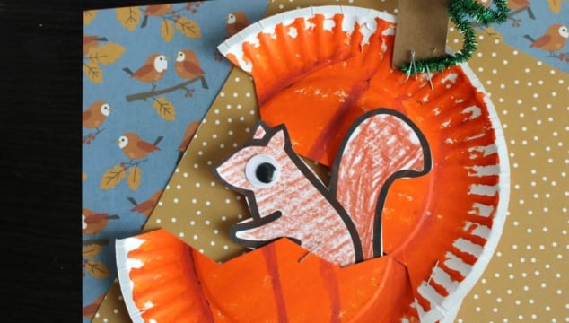 Paper Plate Squirrel In Pumpkin Craft Idea For Kids