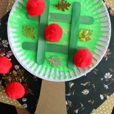 Paper Plate Apple Tree Tic Tac Toe Game Craft Idea For Kids To Make