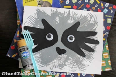 Fork Painted Raccoon Craft Idea For Kids