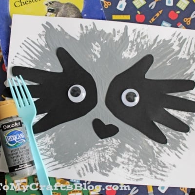 Fork Painted Raccoon Craft Idea For Kids