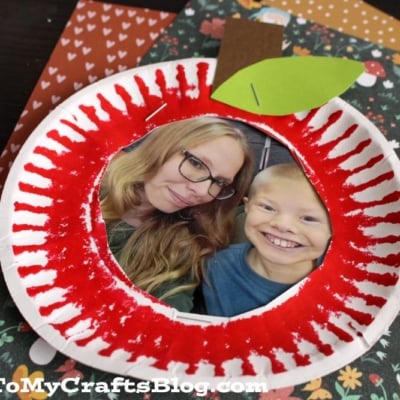 Paper Plate Apple Picture Frame Craft Idea