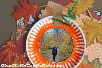 Paper Plate Pumpkin Picture Frame Craft Idea