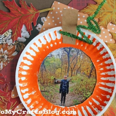 Paper Plate Pumpkin Picture Frame Craft Idea