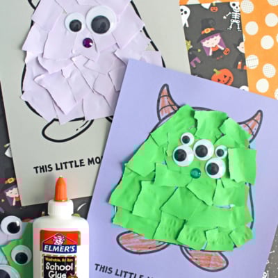 Torn Paper This Little Monster Loves You Craft