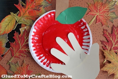 Paper Plate & Handprint Apple Picking Craft Idea