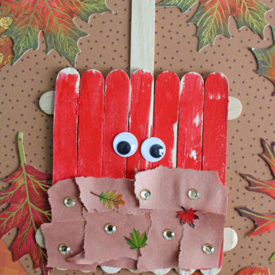 Popsicle Stick & Torn Paper Caramel Apple Craft Idea