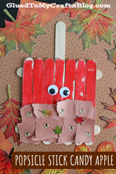 Popsicle Stick & Torn Paper Caramel Apple Craft Idea
