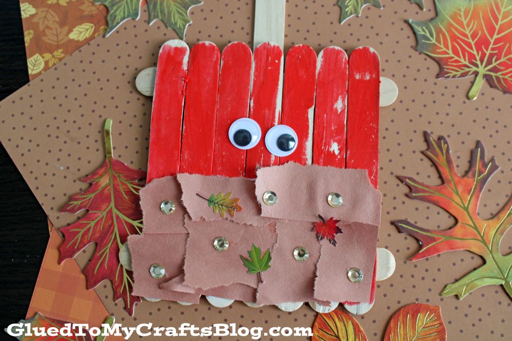 Popsicle Stick & Torn Paper Caramel Apple Craft Idea