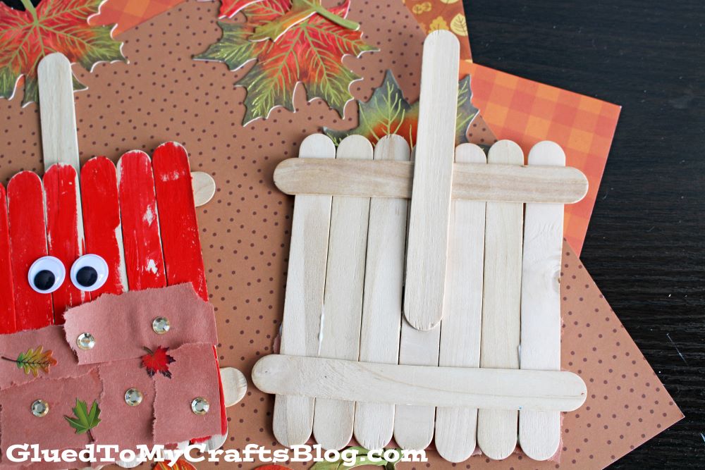 Popsicle Stick & Torn Paper Caramel Apple Craft Idea