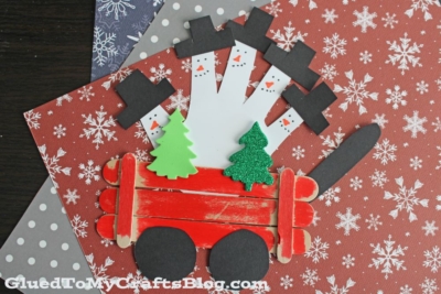 Popsicle Stick Snowman Wagon Craft Idea