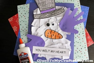 Torn Paper Melted Snowman Craft