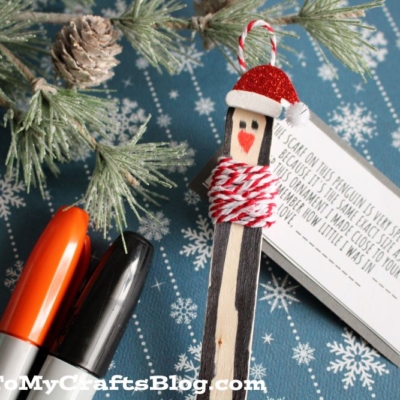 Popsicle Stick Penguin Scarf Keepsake Ornament Craft Idea For Kids To Make This Winter Season