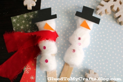 Popsicle Stick & Cotton Ball Snowman Craft