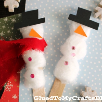 Popsicle Stick & Cotton Ball Snowman Craft