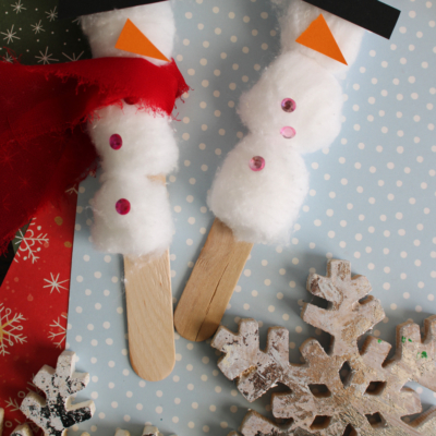 Popsicle Stick & Cotton Ball Snowman Craft