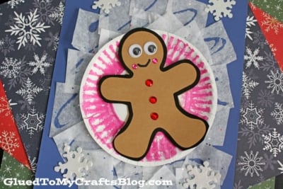 Paper Plate Snow Tubing Gingerbread Man Craft