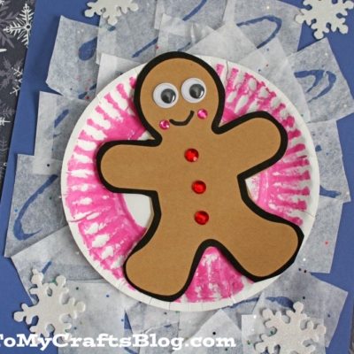 Paper Plate Snow Tubing Gingerbread Man Craft