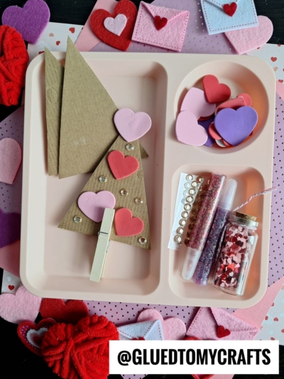 USE PIECES OF CARDBOARD TO MAKE VALENTINE'S DAY TREES