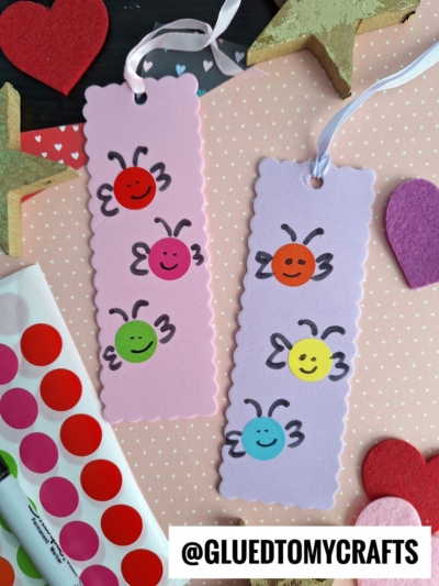 USE COLORFUL CODING LABELS TO MAKE BUTTERFLY BOOKMARKS