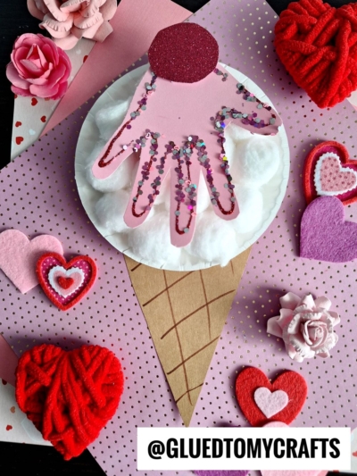 COTTON BALL AND PAPER PLATE ICE CREAM CONE