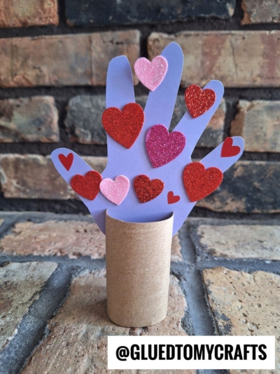 HANDPRINT VALENTINE'S DAY TREE - USE A TOILET PAPER ROLL FOR THE TREE STUMP