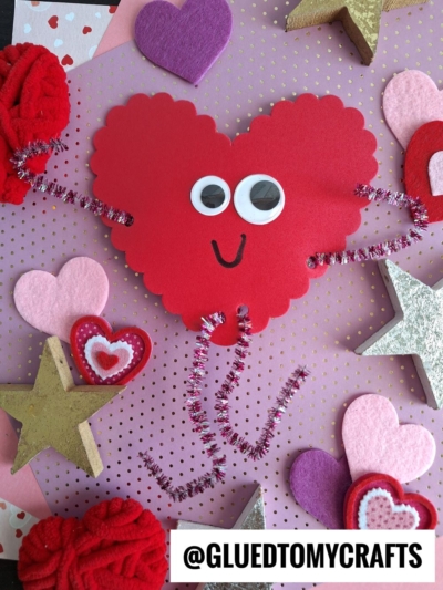 USE CRAFT FOAM HEART SHAPES AND PIPE CLEANERS TO MAKE VALENTINE'S DAY FRIENDS